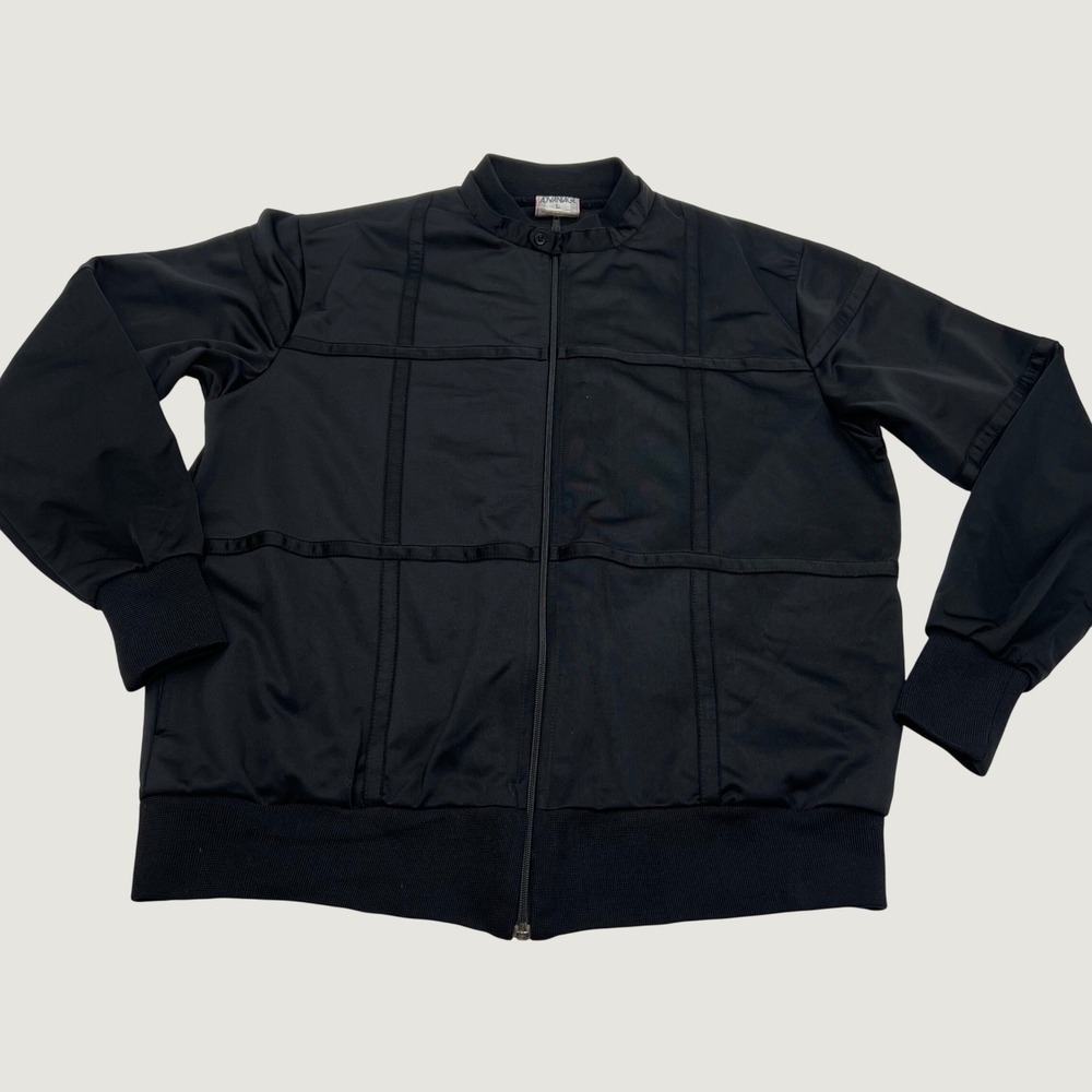Vintage Advantage Mens Black Bomber Jacket Grid Stitch Zip Up Large Singapore